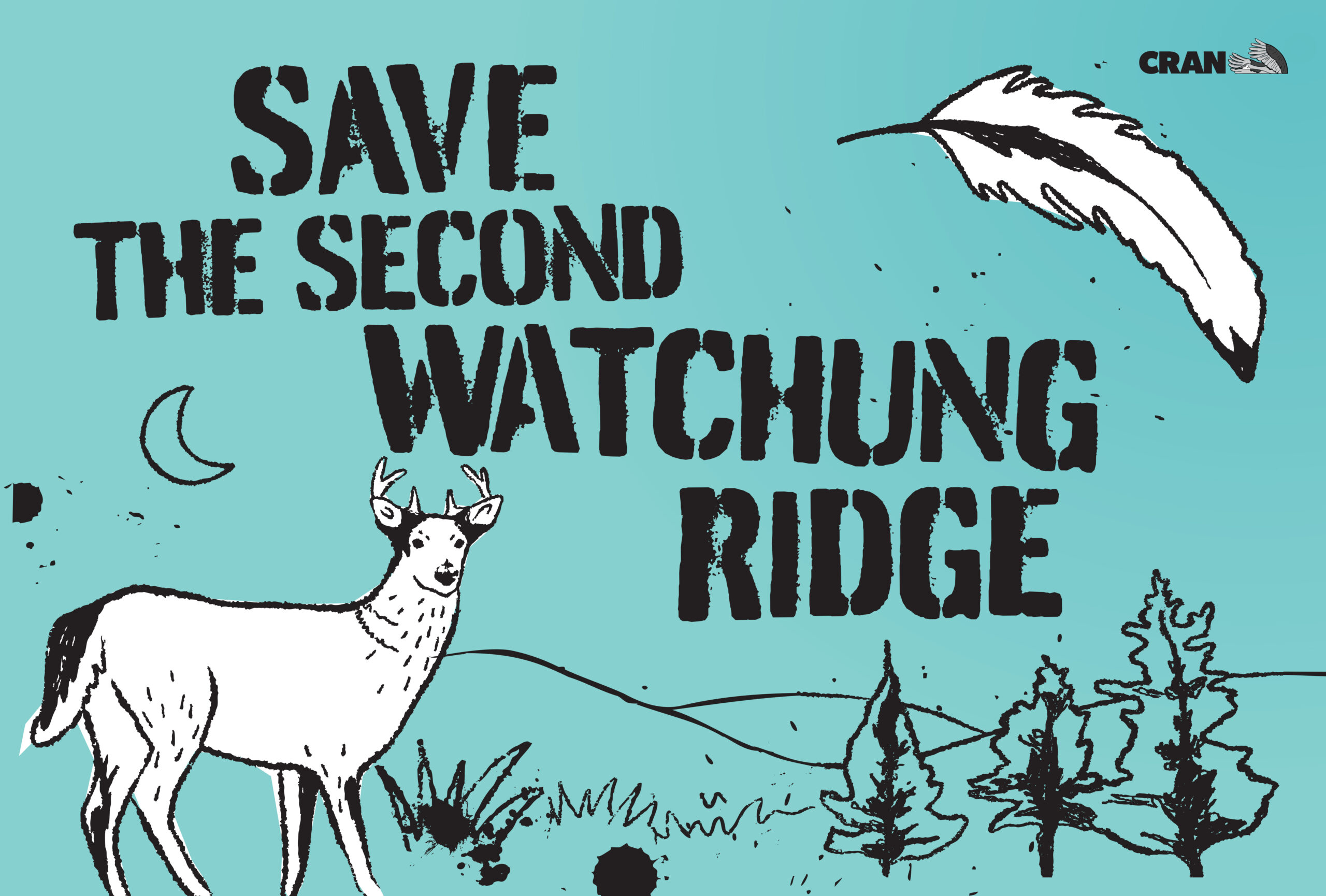 Poster that reads "Save the Second Watchung Ridge," with an elk in the foreground and trees and mountains in the background.